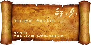 Szinger Jusztin névjegykártya